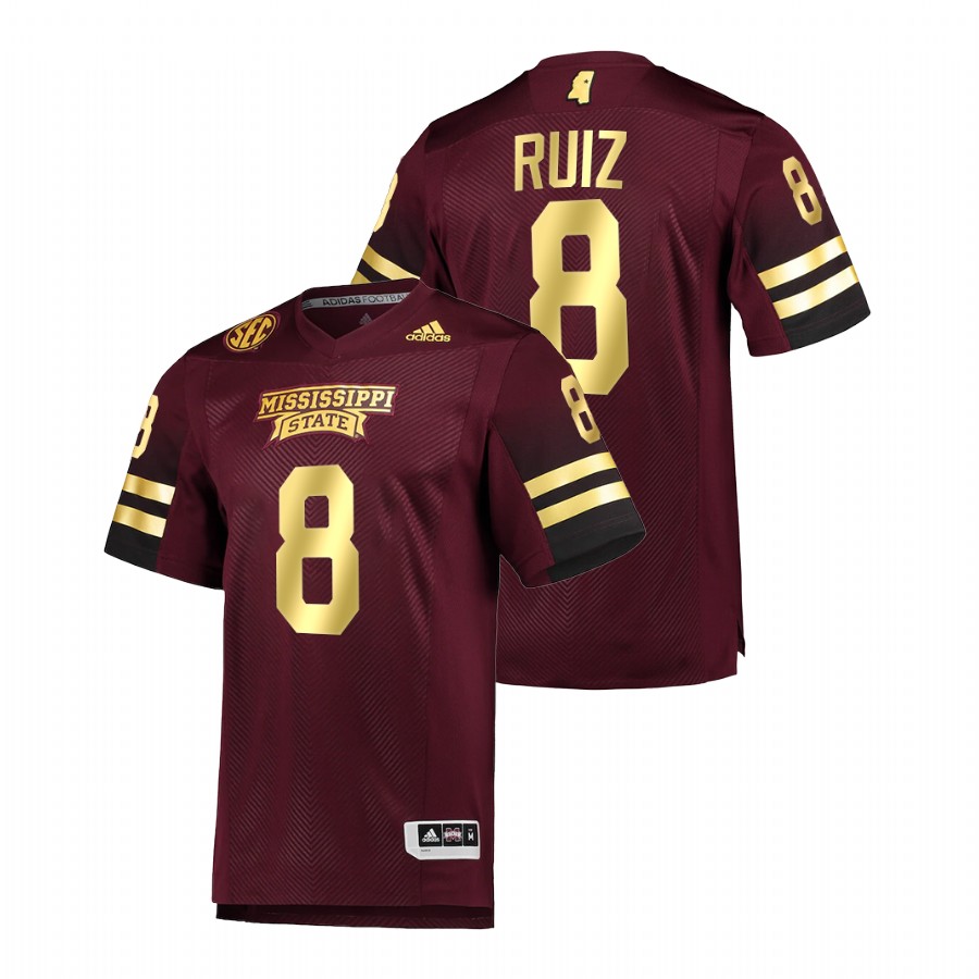   Mississippi State Bulldogs Brandon Ruiz Special Game Maroon Jersey Premier Football