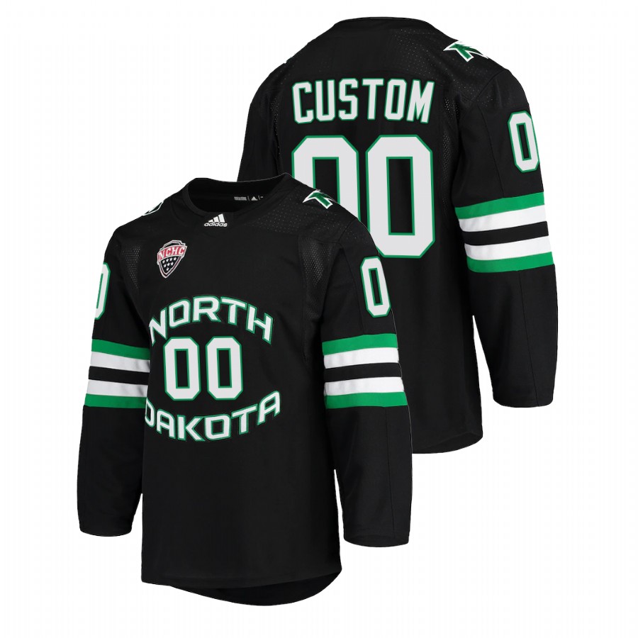   north dakota fighting hawks custom black college hockey nchc jersey