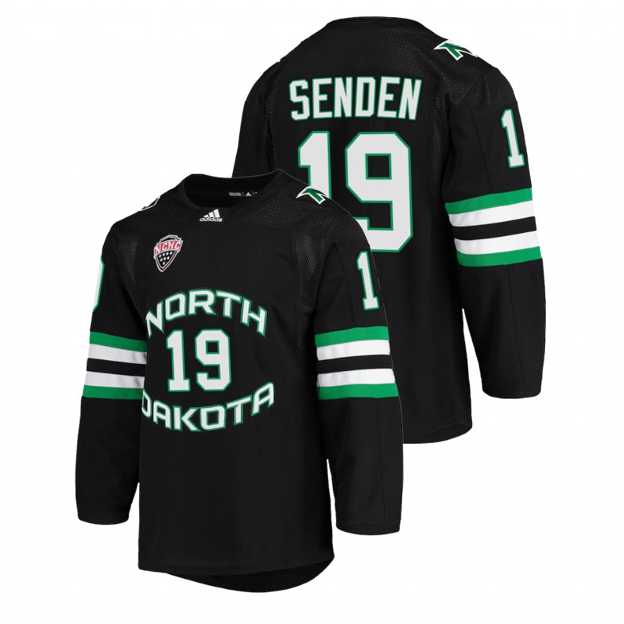   north dakota fighting hawks mark senden black college hockey nchc jersey