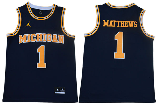 #1 1 Charles Matthews Navy Jordan Brand College Basketball Game Jersey (1)