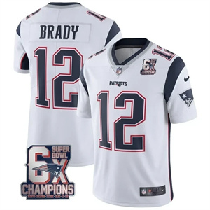 #12 Tom Brady New England Patriots Jersey - 6x SB Champions Patch