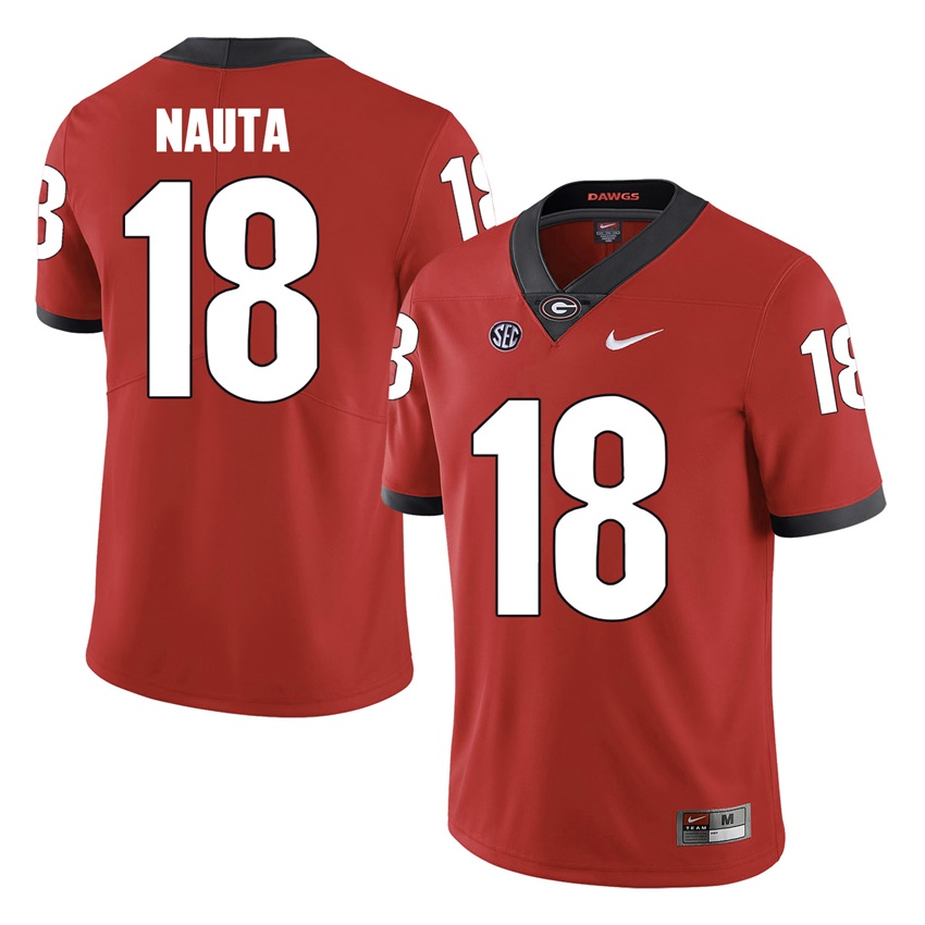 #18 Red Georgia Bulldogs Isaac Nauta Jersey