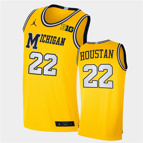 #22 Caleb Houstan Maize Jordan Brand College Retro Basketball Limited Jersey (2)