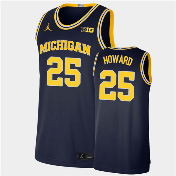 #25 Jace Howard  Navy Jordan Brand College Basketball Game Jersey(3)