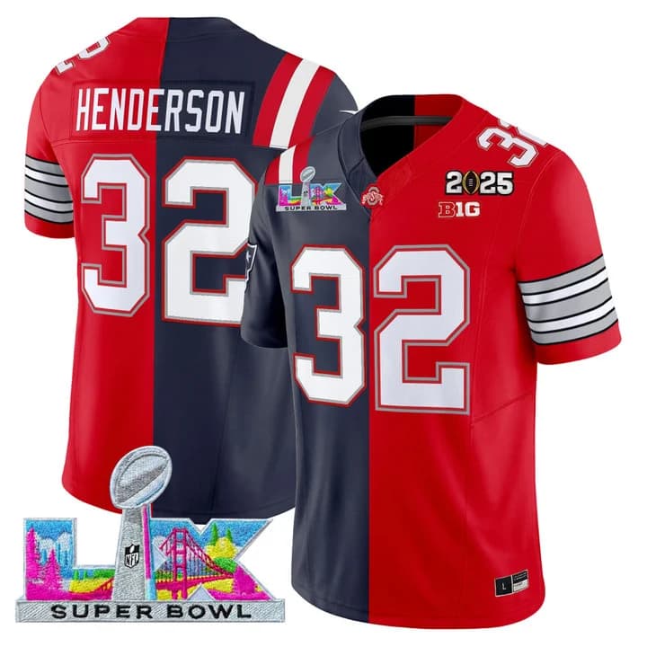 #32 TreVeyon Henderson  Super Bowl LX & 2025 CFP Final Patch  Split Vapor Limited Jersey - All Stitched