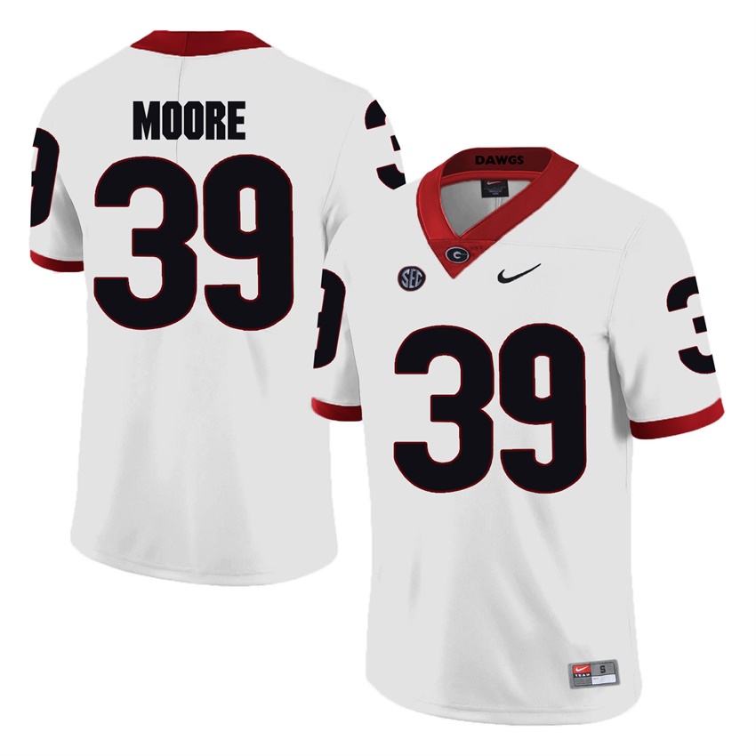 #39 White Georgia Bulldogs Corey Moore Jersey