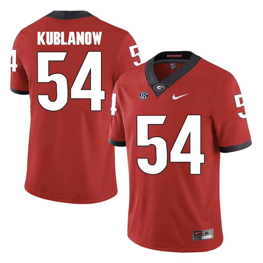 #54 Red Georgia Bulldogs Brandon Kublanow Jersey