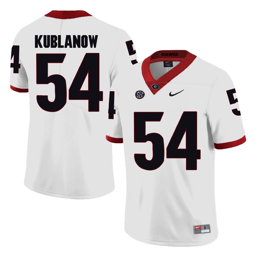 #54 White Georgia Bulldogs Brandon Kublanow Jersey