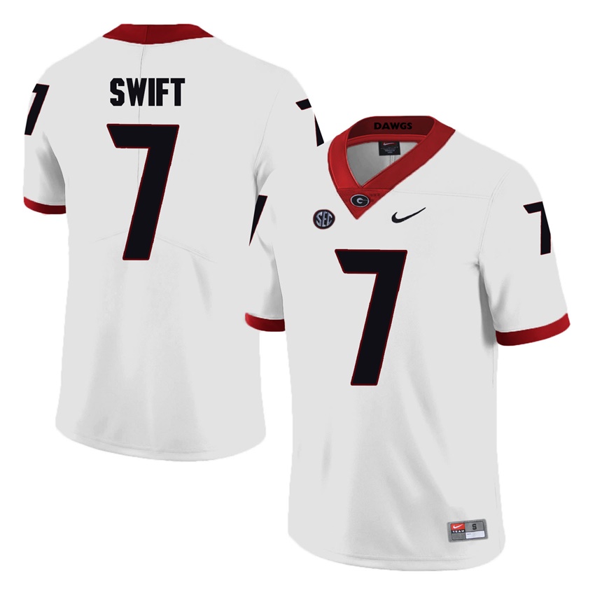 #7 White Georgia Bulldogs D'Andre Swift Jersey