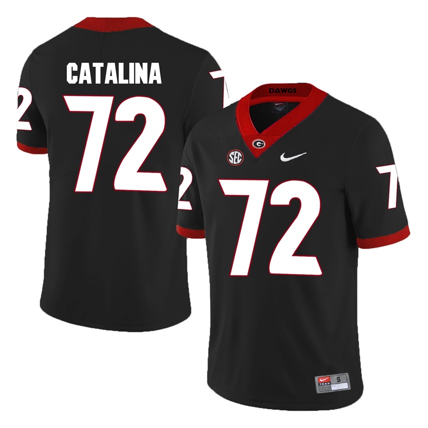 #72 Black Georgia Bulldogs Tyler Catalina Jersey