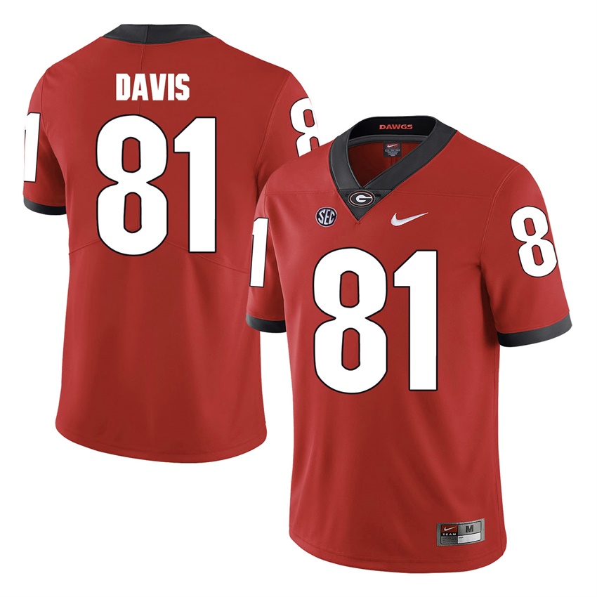 #81 Red Georgia Bulldogs Reggie Davis Jersey