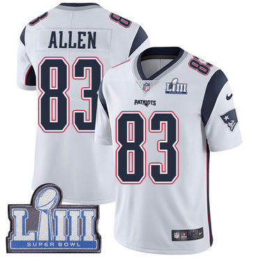 #83 Limited Dwayne Allen White Nike NFL Road Youth Jersey New England Patriots Vapor Untouchable Super Bowl LIII Bound