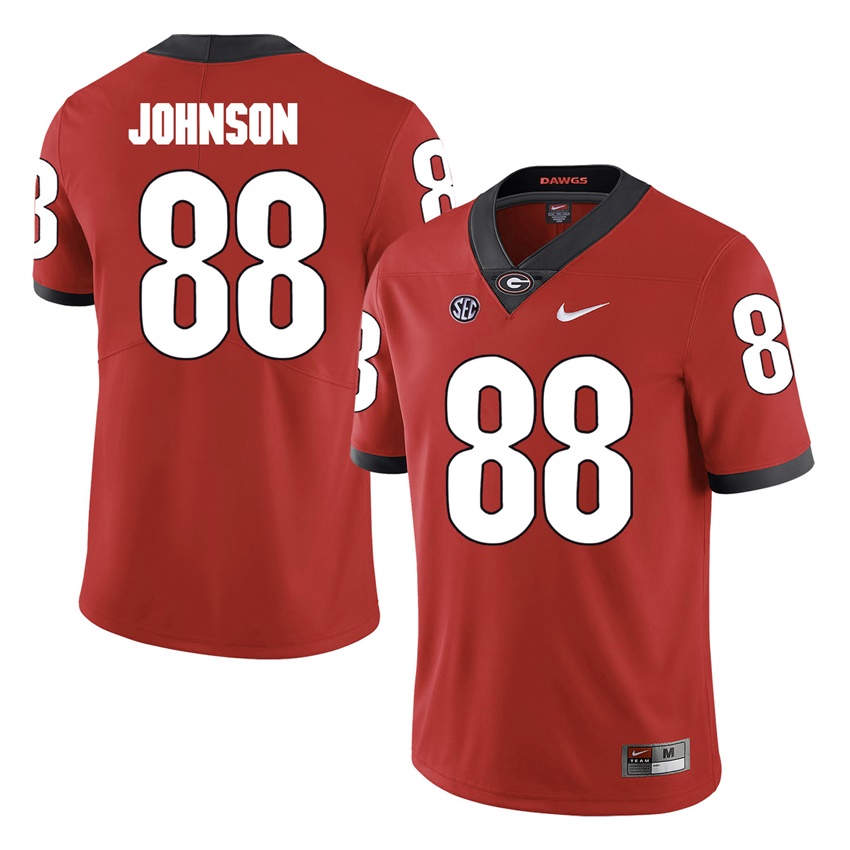 #88 Red Georgia Bulldogs Toby Johnson Jersey