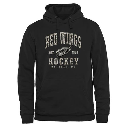Detroit Red Wings Black Camo Stack Pullover Hoodie