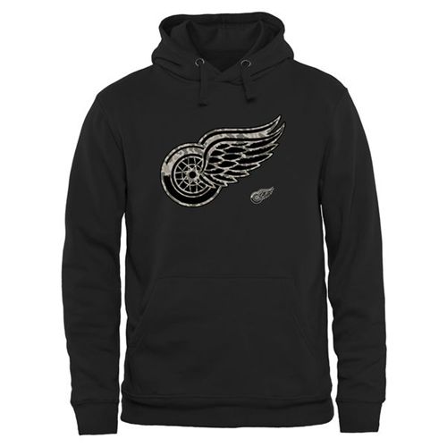 Detroit Red Wings Black Rink Warrior Pullover Hoodie