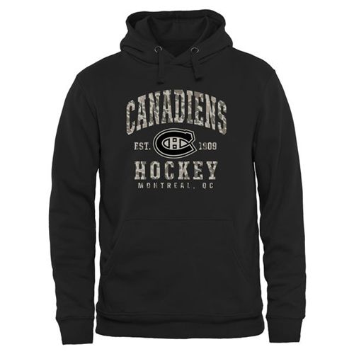 Montreal Canadiens Black Camo Stack Pullover Hoodie