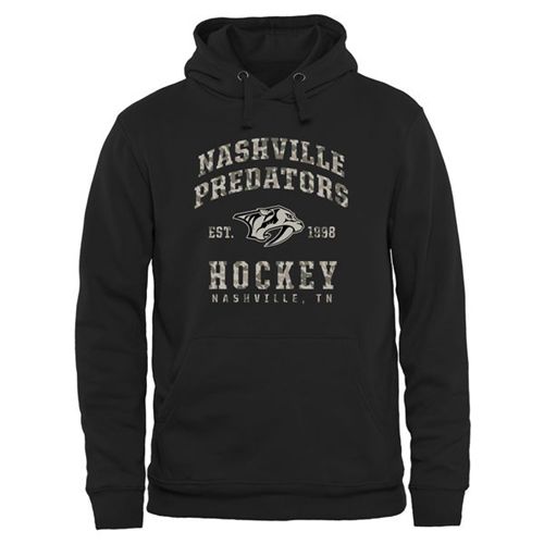Nashville Predators Black Camo Stack Pullover Hoodie