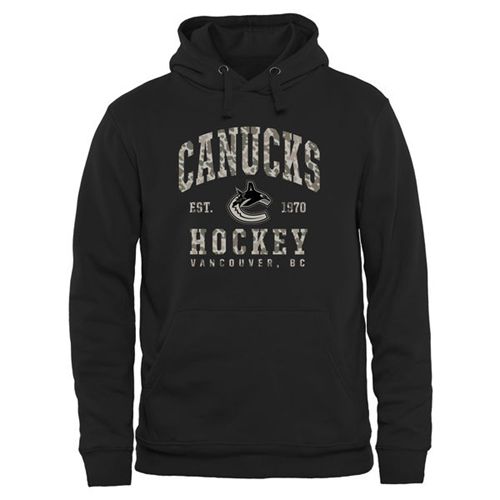 Vancouver Canucks Black Camo Stack Pullover Hoodie