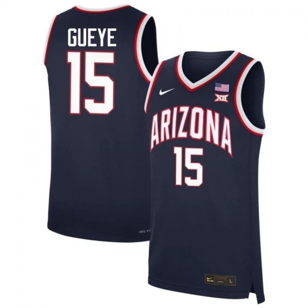  Arizona Wildcats #15 Sidi Gueye Navy College Basketball Game Jersey 