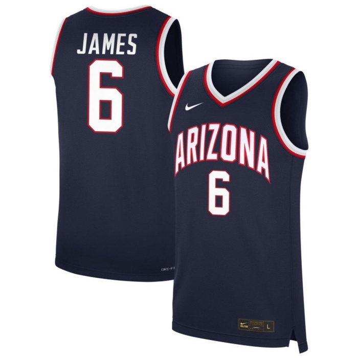 Arizona Wildcats #6 Bryce James Navy College Basketball Game Jersey 