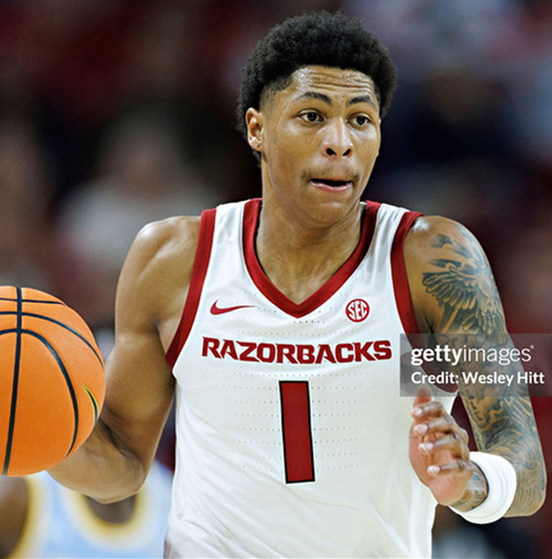  Arkansas Razorbacks #1 Meleek Thomas White Away College Basketball Game Jersey 