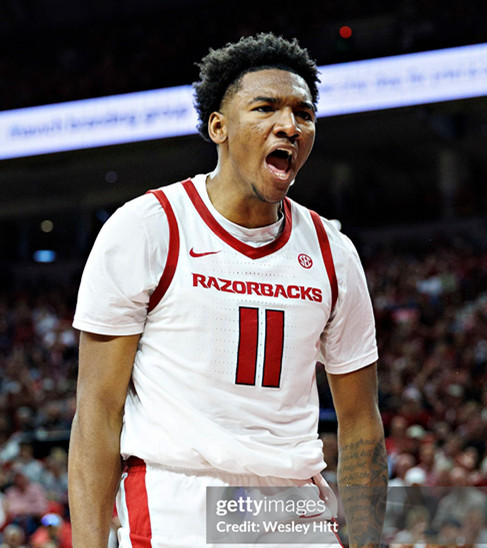  Arkansas Razorbacks #11 Karter Knox White Away College Basketball Game Jersey 