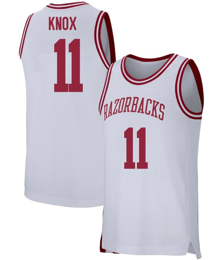  Arkansas Razorbacks #11 Karter Knox White Retro College Basketball Game Jersey 