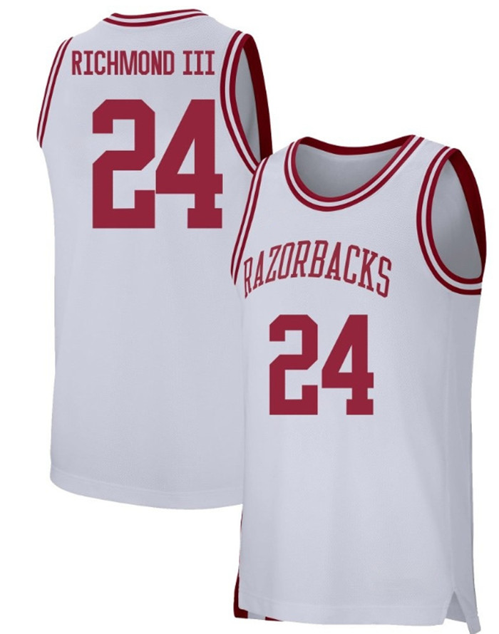  Arkansas Razorbacks #24 Billy Richmond III White Retro College Basketball Game Jersey 