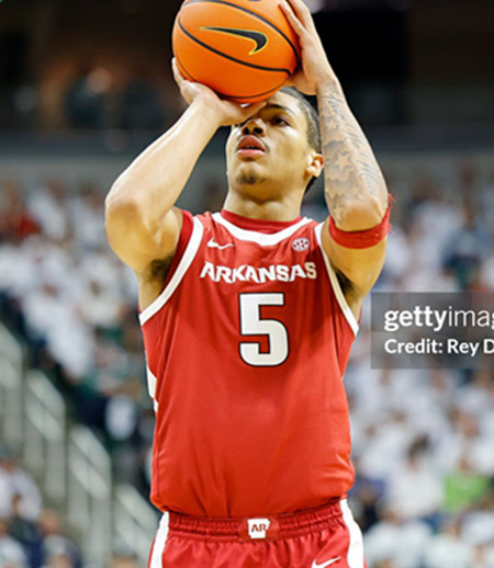  Arkansas Razorbacks #5 Darius Acuff Jr. Cardinal Away College Basketball Game Jersey 