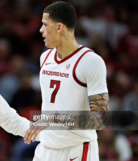  Arkansas Razorbacks #7 Trevon Brazile White Away College Basketball Game Jersey 