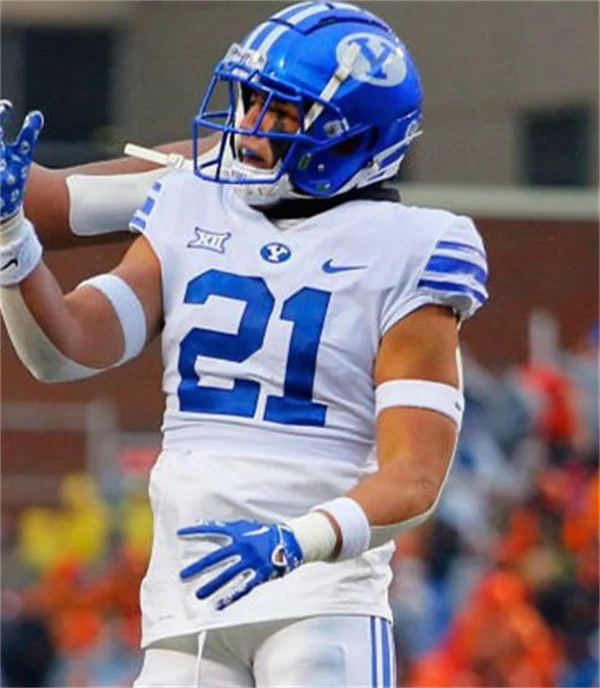  BYU Cougars #21 Enoch Nawahine White Royal College Football Game Jersey 
