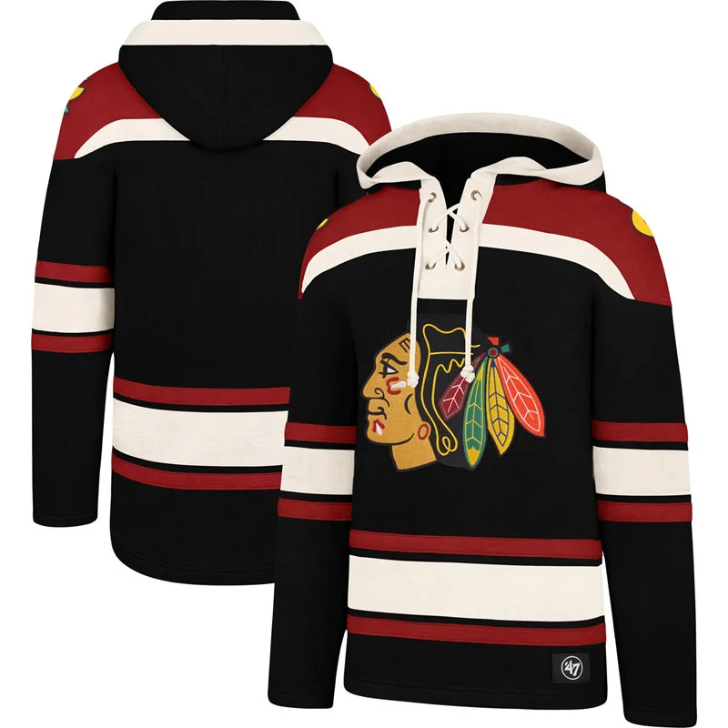  Chicago Blackhawks Blank Lacer Hoodie - Black 