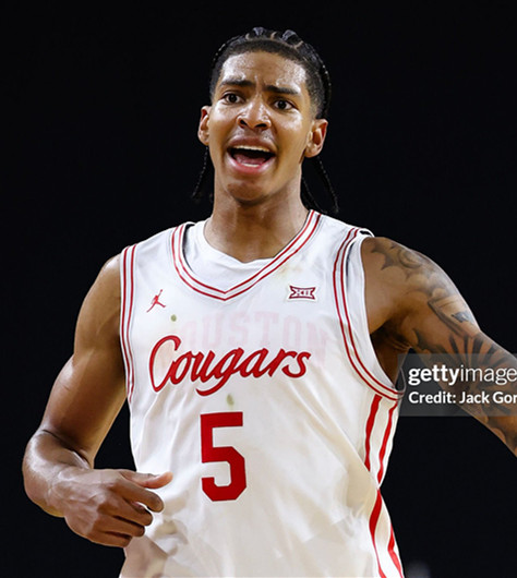  Houston Cougars #5 Chris Cenac Jr.  2025 White Cougars Basketball Game Jersey 