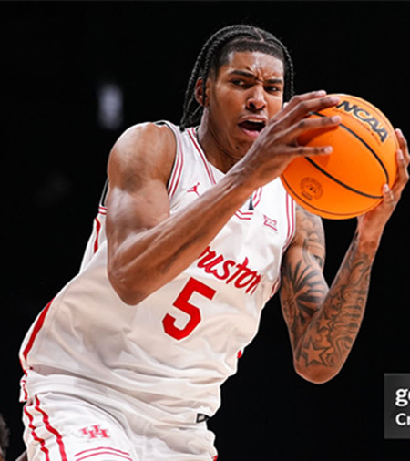  Houston Cougars #5 Chris Cenac Jr.  2025 White Houston Basketball Game Jersey 