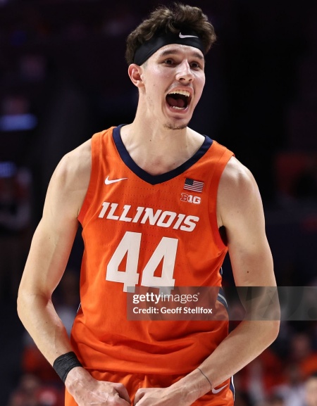  Illinois Fighting Illini #44 Zvonimir Ivisic 2025 Away Orange Basketball Game Jersey 