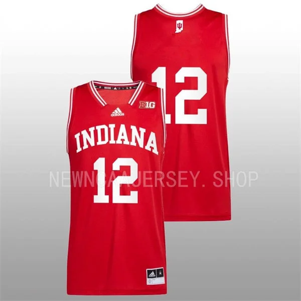  Indiana Hoosiers #12 Tucker DeVries Adidas Crimson College Basketball Game Jersey 
