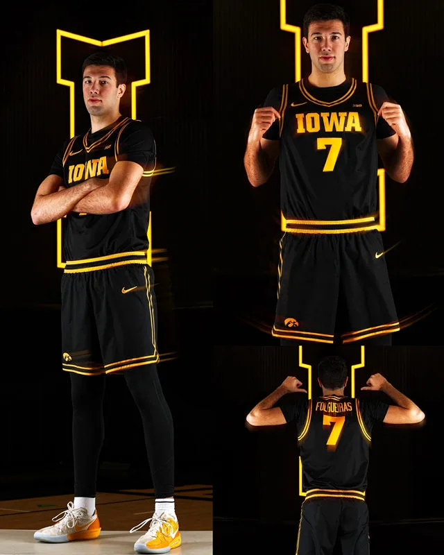 Iowa Hawkeyes #7 Alvaro Folgueiras Nike 2026 Black Basketball Game Jersey 