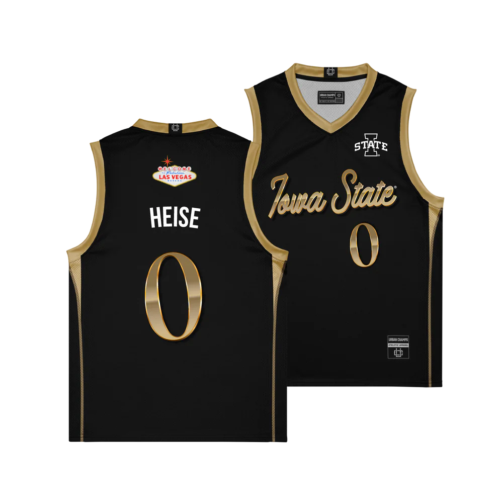  Iowa State Cyclones #0 Nate Heise Black Vegas Edition Basketball Jersey 