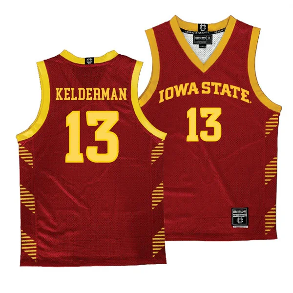  Iowa State Cyclones #13 Cade Kelderman 2025 Cardinal Basketball Jersey 
