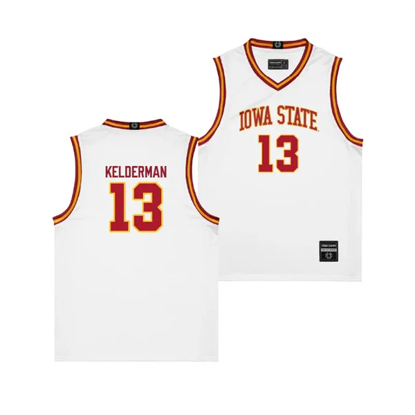  Iowa State Cyclones #13 Cade Kelderman 2025 White Basketball Jersey 
