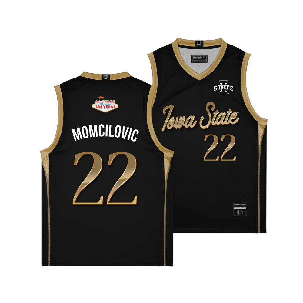  Iowa State Cyclones #22 Milan Momcilovic Black Vegas Edition Basketball Jersey 
