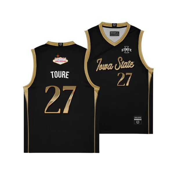  Iowa State Cyclones #27 Killyan Toure Black Vegas Edition Basketball Jersey 