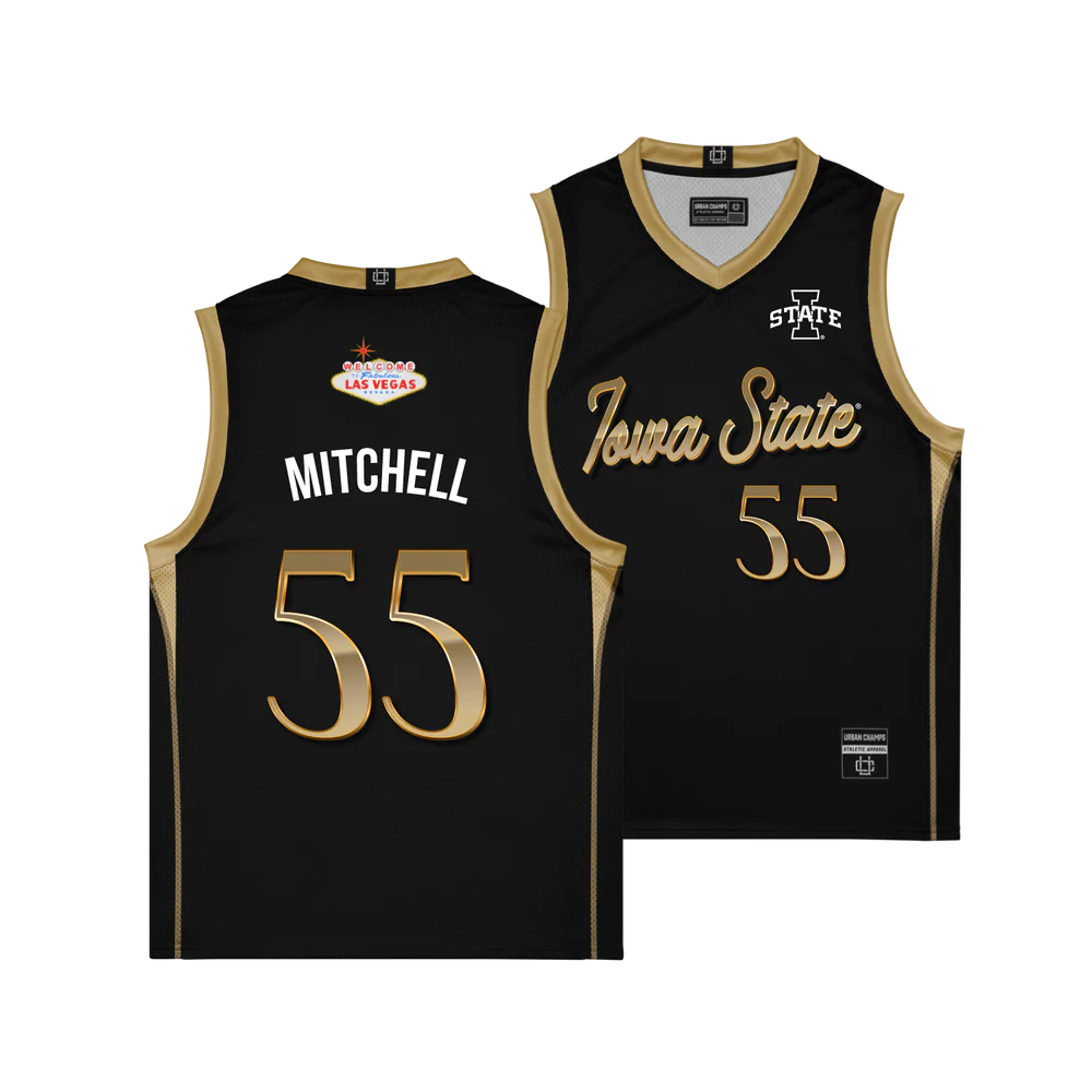  Iowa State Cyclones #55 Xzavion Mitchell Black Vegas Edition Basketball Jersey 
