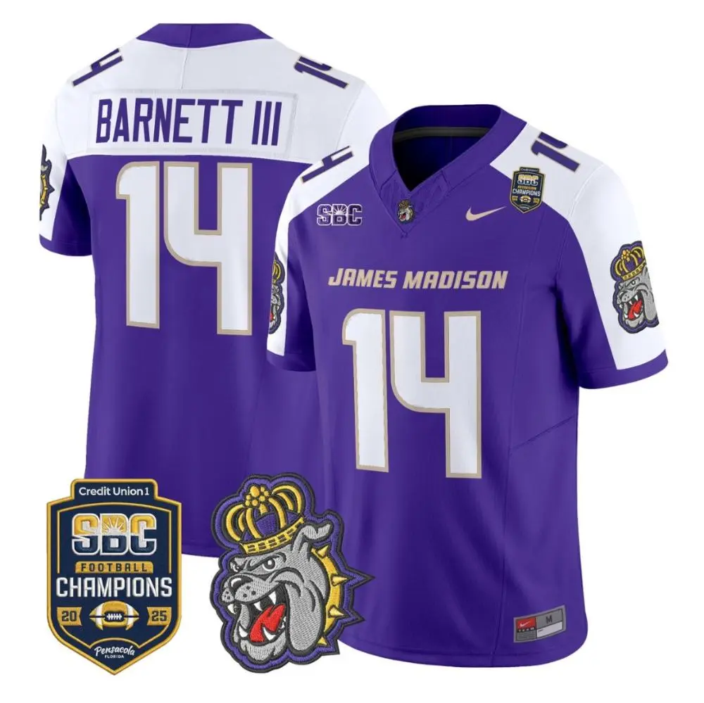  James Madison Dukes #14 Alonza Barnett III 2025 Purple White Gratitude Limited Football Jersey 