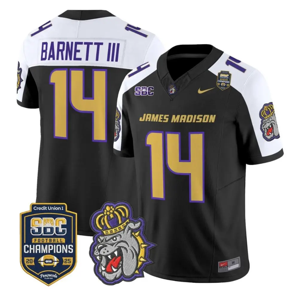  James Madison Dukes #14 Alonza Barnett III Black White Gratitude Limited Football Jersey 