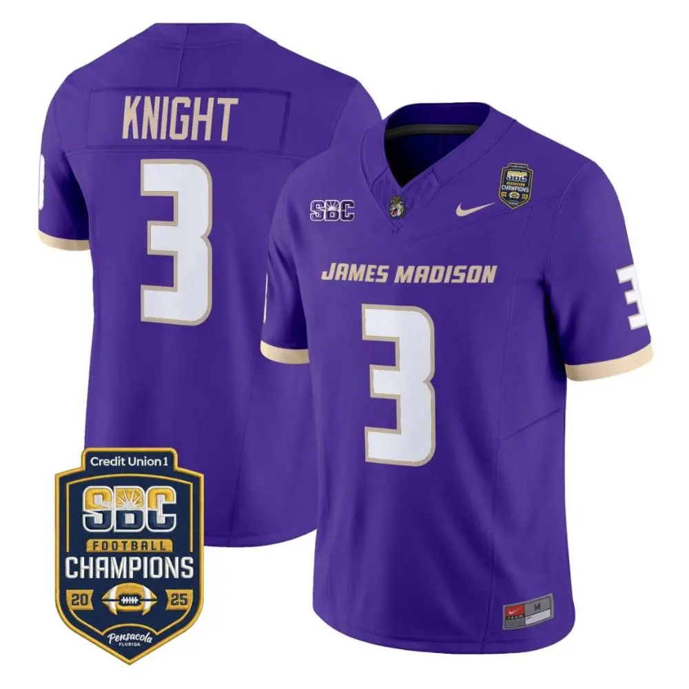 James Madison Dukes #3 Wayne Knight 2025 Purple Football Game Jersey 