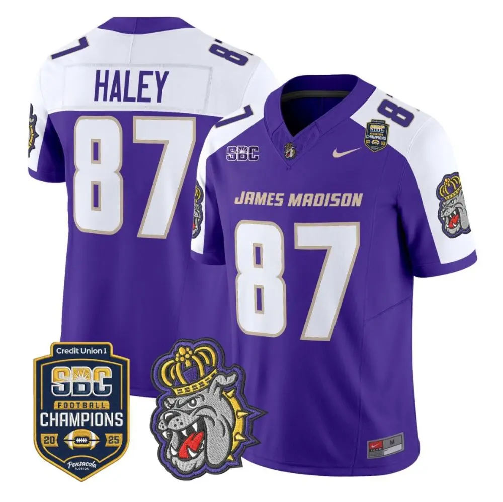  James Madison Dukes #87 Charles Haley Purple White Gratitude Limited Football Jersey 
