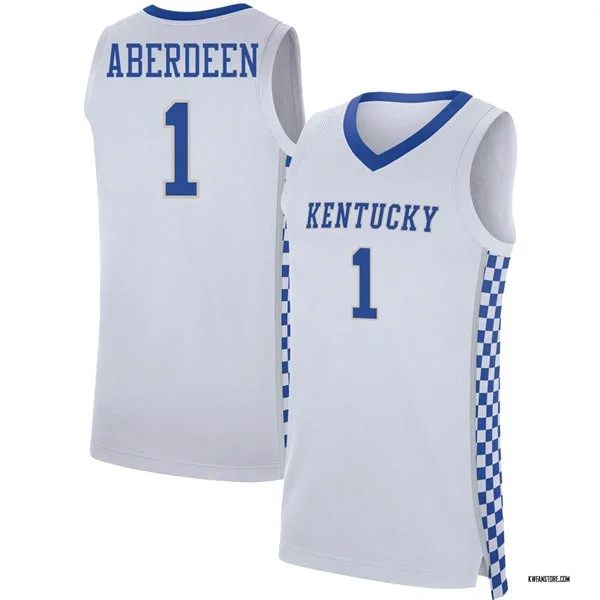  Kentucky Wildcats #1 Denzel Aberdeen White with pattern Basketball Limited Jersey 