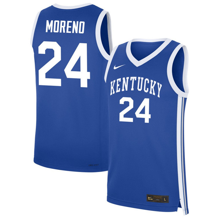  Kentucky Wildcats #24 Malachi Moreno Royal College Basketball Game Jersey 
