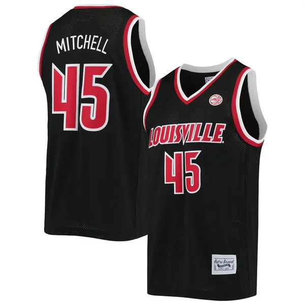  Louisville Cardinals #45 Donovan Mitchell Black Commemorative Classic Retro Basketball Jersey 